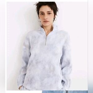 2/30 Madewell Zip Waffle Knit  Pullover Purple Tan White Tie Dye